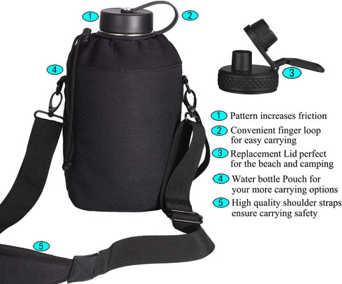 SENDESTAR Stainless Steel Water Bottle, 2 or 3 Lids(32 oz,40 oz,64oz), Double Wall Vacuum Insulated Leak Proof, Wide Mouth Water bottle with Straw Lid, Spout Lid, Keep Liquids Hot or Cold