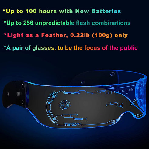 Luminous Glasses | Multi-colored in One LED Glasses, 256 Flash Combinations | Glowing Light Up Party Supply for Bar Club Halloween