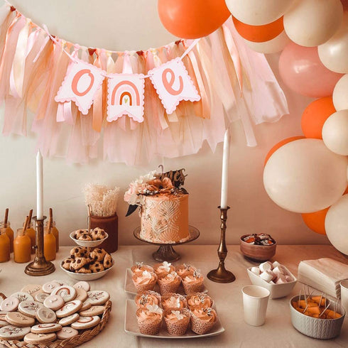 Bohemian 1st Birthday Banner - Bohemian Rainbow High Chair Banner, First Birthday High Chair Bunting Decoration, Silent and Neutral Modern Girl, Smash Cake Props, Photographer Photo Props.