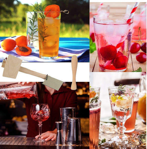 Pack of 2 Professional Lewis Bags and 1 Piece Ice Mallet,1pc Muddler Bar Tool Set Reusable Canvas Crushed Ice Bags for Home Party Bar Kitchen Dried Ice Crushing