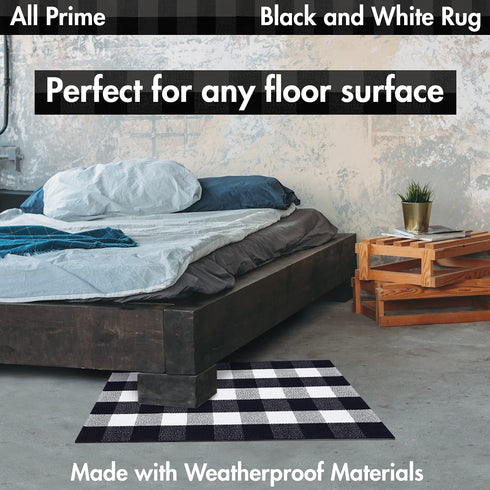 All Prime Buffalo Plaid Rug (Black & White, 24x37)