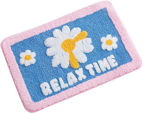 Cute Bathroom Rugs mats,Non-Slip Extra Soft Microfiber Doormat Washable Water Absorbent Shower Toilet Bath Rugs mats Set for Bathroom,Kids,Indoor Kitchen Door Mat -Daisy Flower 40x60cm (Pink)