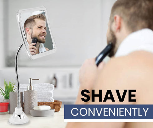 Mirrorvana Flexible Fogless Shower Mirror for Shaving with Height Adjustable Gooseneck, 360° Swivel and Upgraded Suction, Shatterproof 6.3" x 6.3" Surface