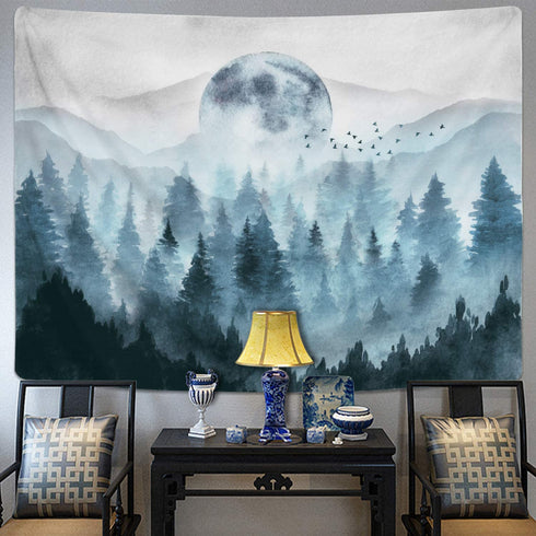 Misty Forest Tapestry Foggy Mountain Tapestry Magical Tree Tapestry Nature Tapestry Woodland Tapestry€¦