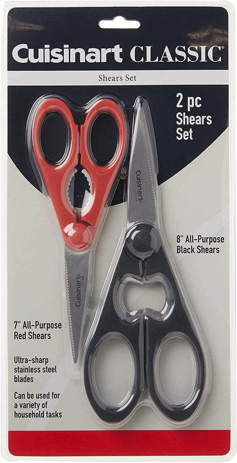 Cuisinart C77-2PSHR8B7R Classic Shears 2-Piece Set, 8" Black and 7" Red
