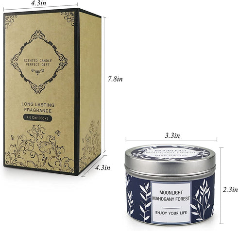 Candles for Home Scented, 100H Long Lasting Aromatherapy Soy Candles Set, Highly Scented & Jar Candles Stress Relief Gifts for Women - 3 Pack 4.6 Oz, Lavender | Orange Blossom | Mahogany Scent Candle