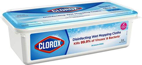 Clorox Disinfecting Wet Mopping Cloths, Rain Clean, 24 Wet Refills (Pack of 2)