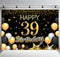 RBYOO 39th Gold Black Happy Birthday Backdrop for Girls Women Boy Men 7x5ft Photography Background Banner Birthday Party Decorations Photo Booth Props