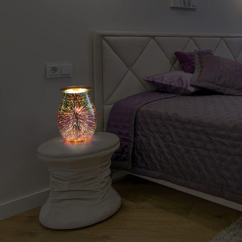 COOSA 3D Glass Electric Wax Melt Warmer Scented Wax Warmer Candle Warmer,Fragrance Night Light,Ideal for Home Office Aromatherapy (2 Warm Light Bulbs Included)