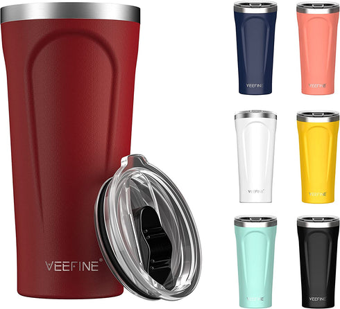 VeeFine Coffee Travel Mug Dishwasher Safe Insulated Coffee Tumbler BPA-Free Stainless Steel Coffee Cups with Lids 20oz