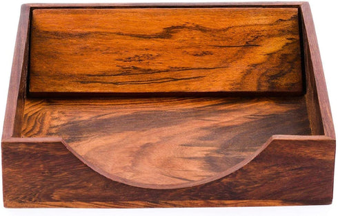 EARTHLY HOME Wooden Napkin Holder Flat Scroll Collection, Bar Napkin Holder for Tables, Tableware Tissue Holder, Farmhouse Napkin Dispenser, Kitchen Bathroom Bedroom Countertop, 7.5"x7.0" Style 5