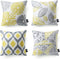 Phantoscope Set of 4 New Living Series Decorative Throw Pillow Case Cushion Cover, Yellow and Grey, 22 x 22 inches, 55 x 55 cm