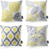 Phantoscope Set of 4 New Living Series Decorative Throw Pillow Case Cushion Cover, Yellow and Grey, 22 x 22 inches, 55 x 55 cm