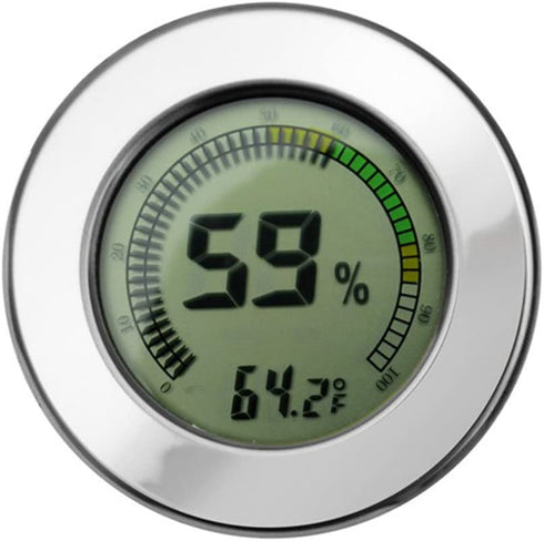 Prestige Import Group - 2.5" Digital Mountable Hygrometer w/Calibration for Cigar Humidors - Color: Silver