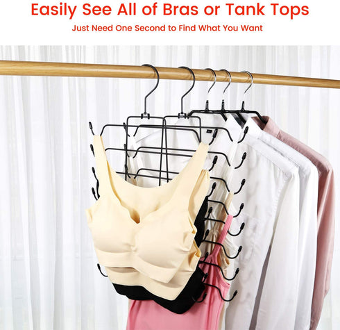 Niclogi Tank Tops Hanger Bra Hangers Space Saving Hanger Metal Folding Closet Organizer for Tank Tops, Cami, Bras, Bathing Suits, Belts, Ties(Black)