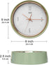 hito Silent Non Ticking Wall Clock 9 inches Glass Front Cover Sweep Movement Decorative for Kitchen, Living Room, Bedroom, Nursery, Office, Classroom (Green)