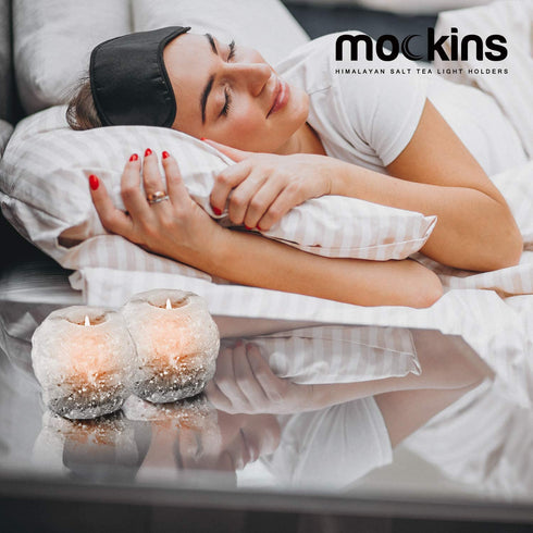 Mockins 2.5 lbs 4 Pack Natural White Himalayan Salt Tea Light Candles Holder | Great Room Decor