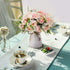 LESING Artificial Flowers with Vase Fake Silk Flowers in Vase Gardenia Flowers Decoration for Home Table Office Party (Pink)