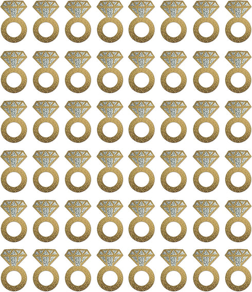 Beistle 57325 Diamond Ring Wine Glass Markers 48 Piece, 2.25" x 3.5", Gold/Silver