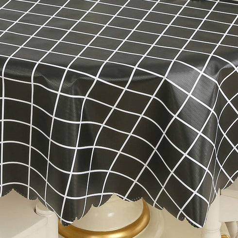 LOHASCASA Round Vinyl Oilcloth Tablecloth Waterproof PVC Wipeable Peva Heavy Duty Rustic Plastic Spillproof Tablecloth for Camping Buffalo Plaid 54 Inch