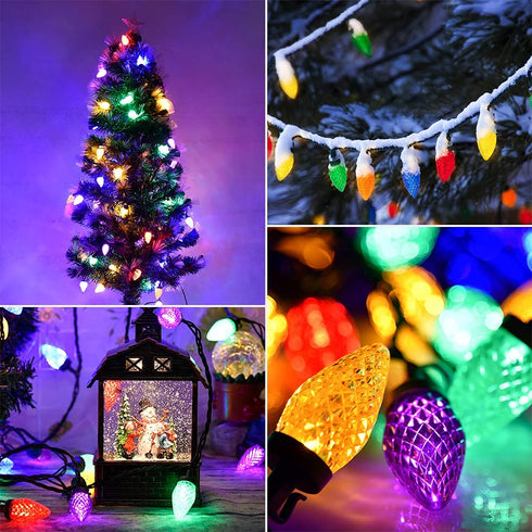 Christmas Lights Outdoor Indoor 43 Feet 50 Led, C9 Led Christmas String Lights UL Certified Extendable Green Wire for Garden Christmas Wedding Party Patio Christmas Decorations