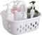 Portable Shower Tote Plastic Shower Caddy Basket Organizer with Handle for College, Dorm, Bathroom, Bedroom, Garden, White