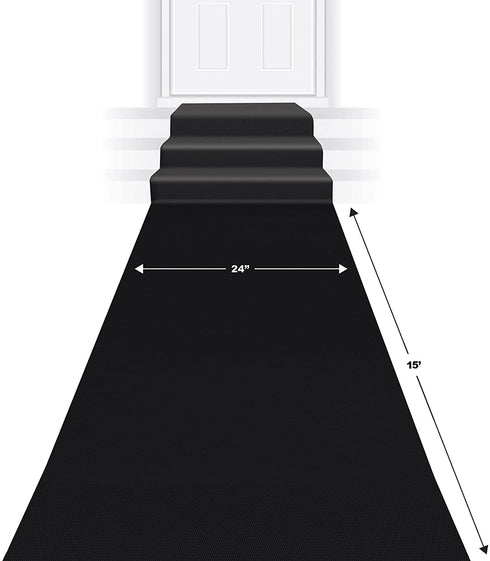 Beistle Black Novelty Polyester Fabric Aisle Runner For Weddings, Awards Night Theme, Proms, Ceremony Parties and Events