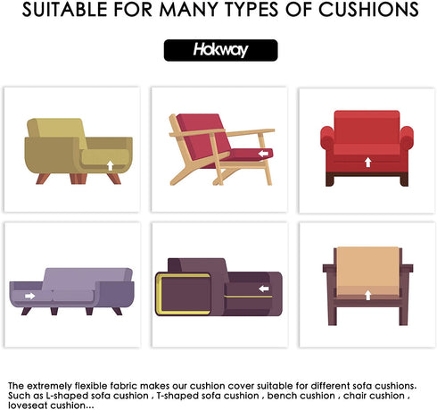 Hokway Stretch Couch Cushion Slipcovers Reversible Cushion Protector Slipcovers Sofa Cushion Protector Covers(2,Light Grey)