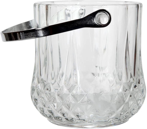 Lily's Home Glass Ice Bucket with Handle and SS Tongs, This Beautiful Piece is Ideal for Entertaining and Every Day Use