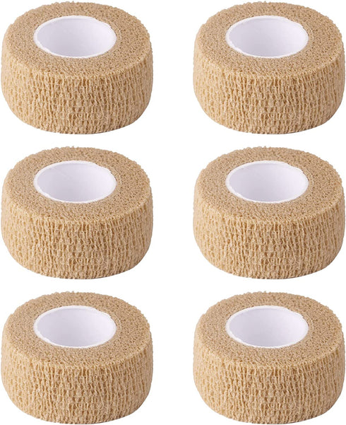 6pc-1 Inch Wide Skin Colour Elastic Self- Adhesive Bandage Finger Tape?First Aid Wrap Bandages, for Wrist and Ankle Sprains & Swelling