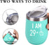 29 Plus One Middle Finger Wine Tumbler 30th Birthday Gifts for Women, Turning 30 Funny Tumbler Gifts Idea for Friends Her Wife Mom Coworkers, 12 Oz Insulated Tumbler Glasses, Mint