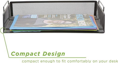 Mind Reader Desk Document Organizer 2 Piece Stackable Tray, Black, 2 Count