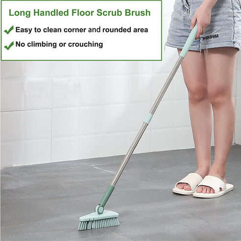 Floor Scrub Brush Shower Scrubber Cleaning Bath Tub and Tile Scrubber Brush Long Handle Detachable Stiff Bristles for Cleaning Shower Bathroom Kitchen Balcony Wall 37.4? Length