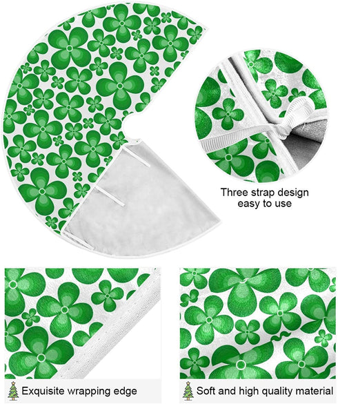 Qilmy St. Patrick's Day Shamrocks Tree Skirt Winter New Year House Decorative Supplies for Holiday Office Gift Tree Base Cover Mat Decorations 35.4inch