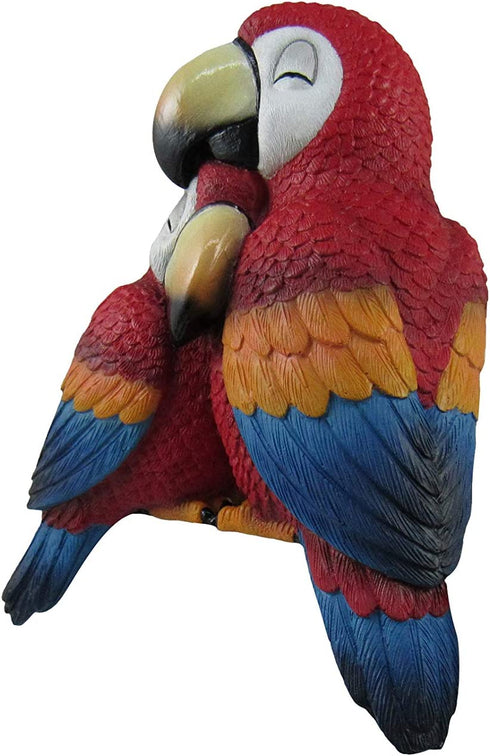 DWK Polly and Petey Mama Mother Parrot and Baby Parrot Shelf Sitting Figurines | Shelf Decor | Desk Accessories | Statues & Figurines | Office Decor | Bookshelf Accessories and Decorations - 6"