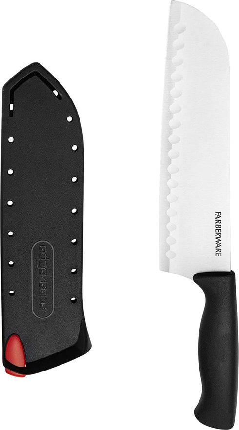 Farberware EdgeKeeper Santoko Knife, 7-inch Santoku, Stainless Steel