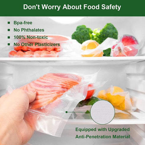 Vacuum Sealer Bags,Food Saver Bags,200 Pint,6"x10",Freezer Storage Bags,Heavy Duty Puncture Prevention,Sous Vide Vacuum Meal Safe,Universal Pre Cut Bag Design