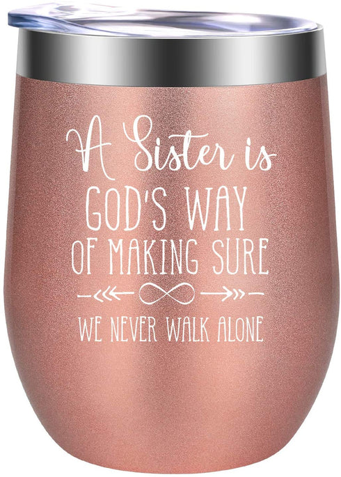 Sisters Gifts from Sister - Christian Tumbler, Religious Gifts for Women - Sister Gifts for Women - Birthday, Valentines Day Gifts for Sister, Cousin - God Sister Gifts - GSPY Sister Wine Tumbler Cup