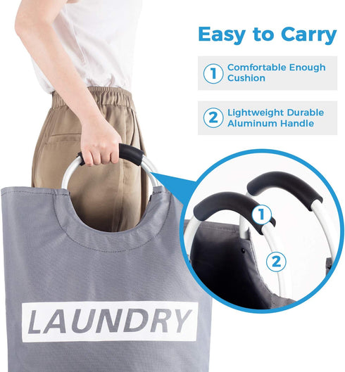 Lifewit 82L Large Laundry Basket Collapsible Clothes Hamper Durable Oxford Fabric Portable Folding Laundry Bin for Bedroom, Laundry Room, Closet, Bathroom, College, Grey