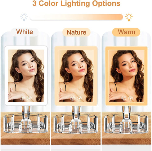 Light up Makeup Mirror with Light, Cosmetic Mirror with Storage