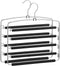 SONGMICS Pants Hangers Space Saving, 5 Layer Pants Hangers, Set of 2 Multiple Pant Hanger, Pants Organizer Hanger, Swing Arm Pants Hangers with Non-Slip Padding, Silver and Black UCRI041B02