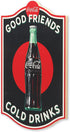 Coca-Cola Wall Art - Good Friends Cold Drinks Coca-Cola Sign - Classic Wood Wall Decor for Kitchen, Dining Room, or Man Cave