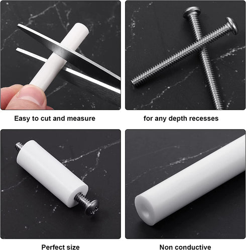 150 Pieces Electrical Outlet Extender Kit 60 Pieces Outlet Screw Spacers and 90 Pieces 6-32 Thread Flat Head Device Mounting Screws for Household and Industrial Electricity, 6 Lengths (White)