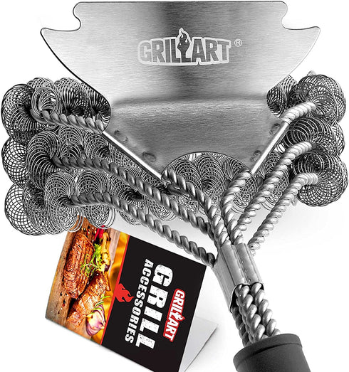 Grill Brush and Scraper Bristle Free Safe BBQ Brush for Grill 18'' Stainless Grill Grate Cleaner - Safe Grill Accessories for Porcelain/Weber Gas/Charcoal Grill Gifts for Grill Wizard