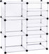 SONGMICS Cube Storage Organizer, Interlocking Plastic Cubes with Divider Design, Modular Cabinet, Bookcase for Closet Bedroom Kids Room, Includes Rubber Mallet, 32.7"L x 12.2"W x 36.6"H White ULPC36W
