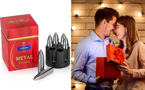 Gifts for Dad, Stainless Steel Whiskey Stone 6XL, Unique Fathers Day Christmas Birthday Stocking Stuffers Gift Ideas for Men Father Him, Chilling Ice Cubes Box Cool Gadgets Boyfriend Husband