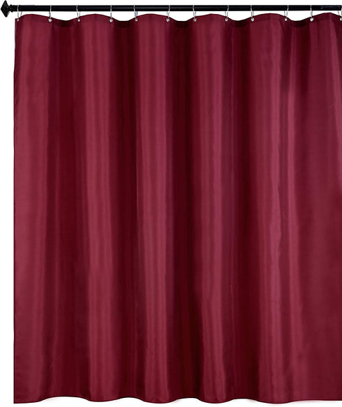 Biscaynebay Quality Fabric Shower Curtain Liners 72 Inch by 72 Inch, Burgundy Water Resistant Bathroom Curtains Rust Resistant Grommets & Weighted Bottom Hem Machine Washable