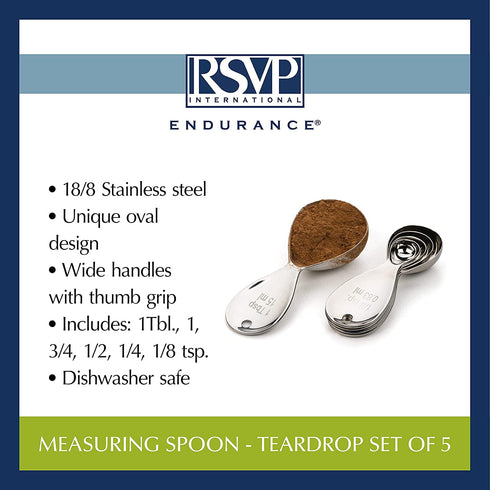 RSVP International (MOD-S) Oval Measuring Spoons, Stainless Steel