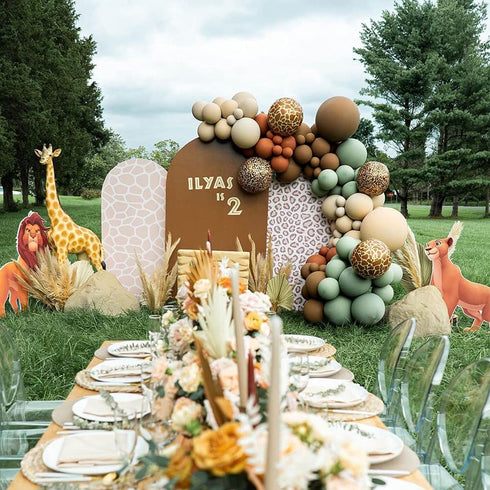 Safari Balloon Garland Arch Kit Olive Brown Coffee leopard print Birthday Decorations And Gold Baby Shower