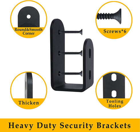 bamandan 2x4 Black Upgrade Security Door Barricade Brackets,Drop Open Bar Holder U Bracket for 2 by 4 Lumber,Apply to Door Reinforcement,Door Jammer,Tool Hanger,Shed,Garage,Gate(2 pcs)